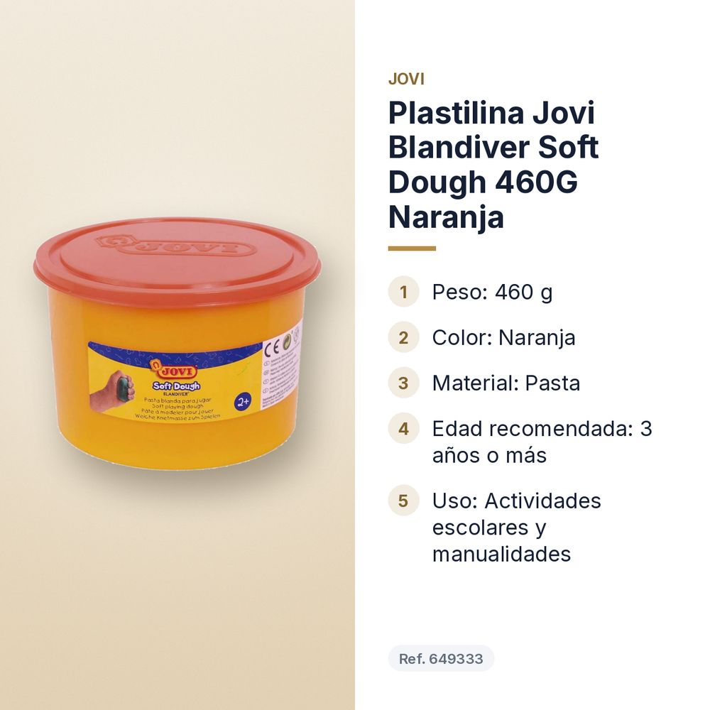 PLASTILINA JOVI BLANDIVER SOFT DOUGH 460G  NARANJA - características principales