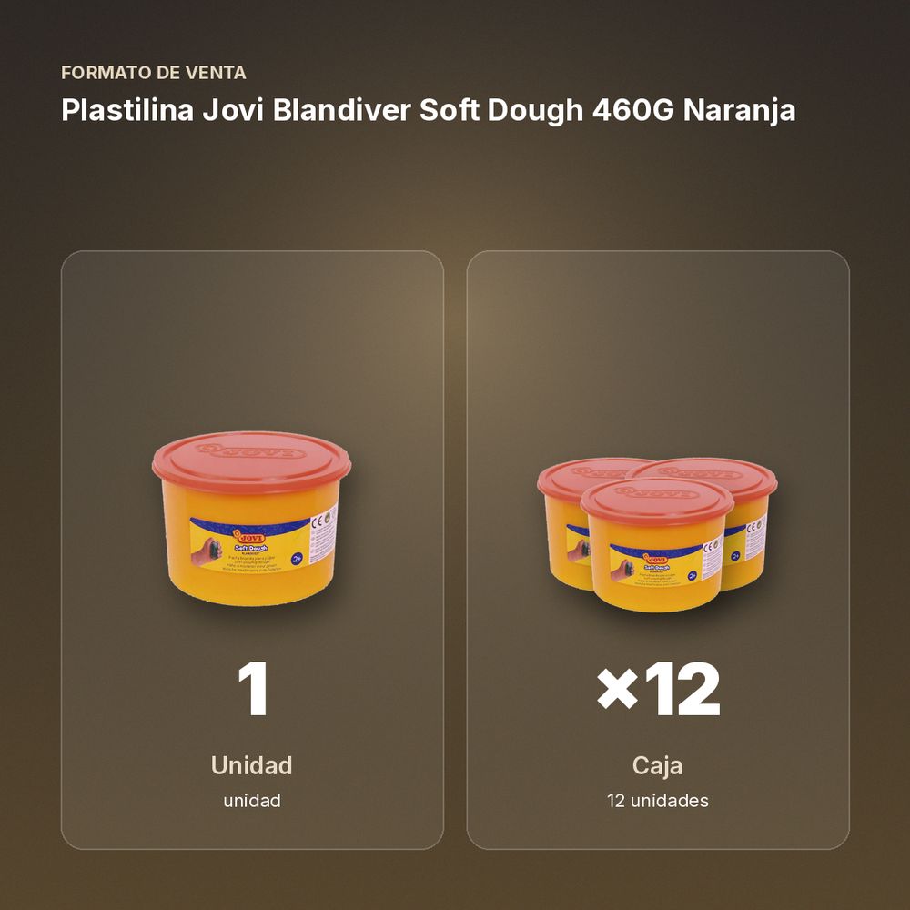PLASTILINA JOVI BLANDIVER SOFT DOUGH 460G  NARANJA - formato de venta: caja de 12