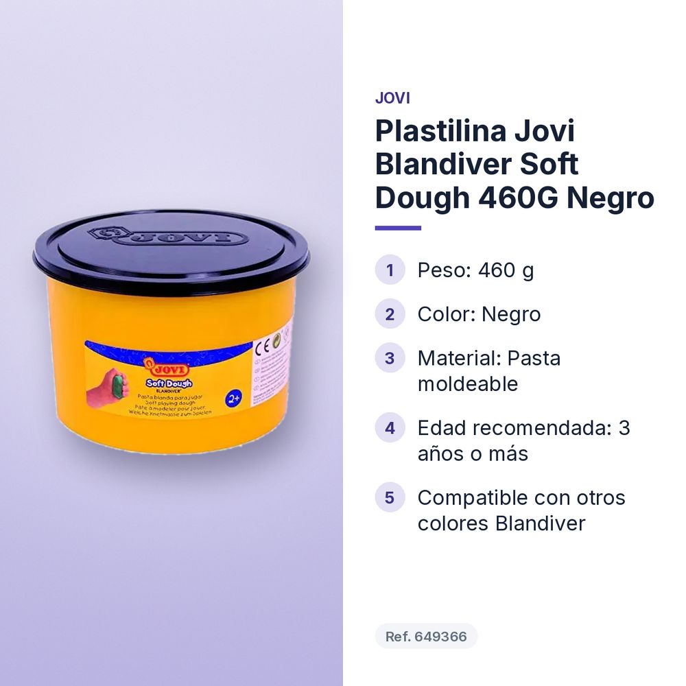 PLASTILINA JOVI BLANDIVER SOFT DOUGH 460G NEGRO - características principales
