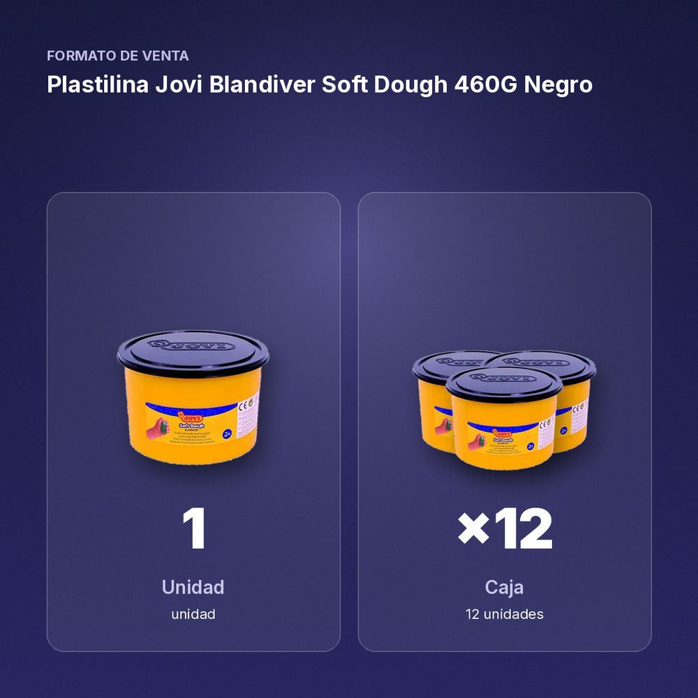 PLASTILINA JOVI BLANDIVER SOFT DOUGH 460G NEGRO - formato de venta: caja de 12