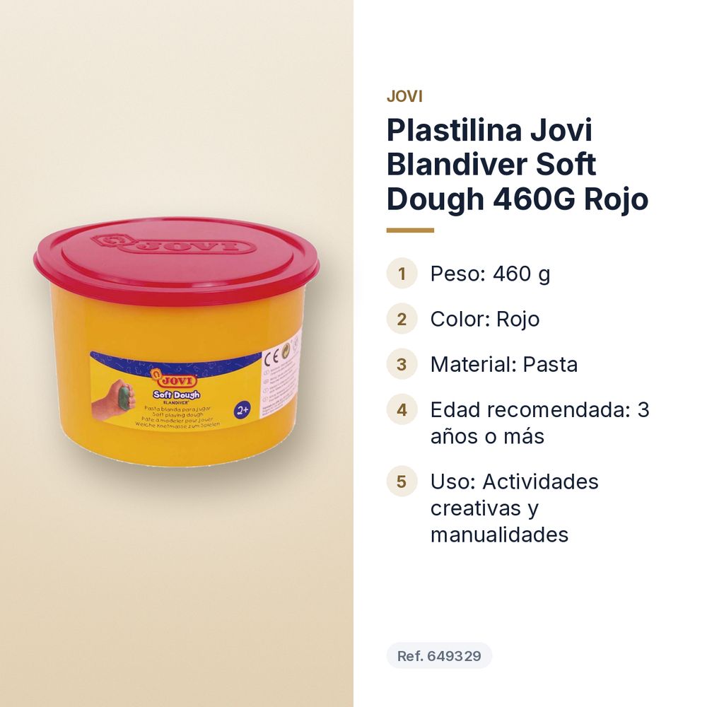 PLASTILINA JOVI BLANDIVER SOFT DOUGH 460G ROJO - características principales
