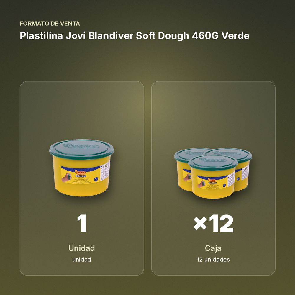 PLASTILINA JOVI BLANDIVER SOFT DOUGH 460G VERDE - formato de venta: caja de 12