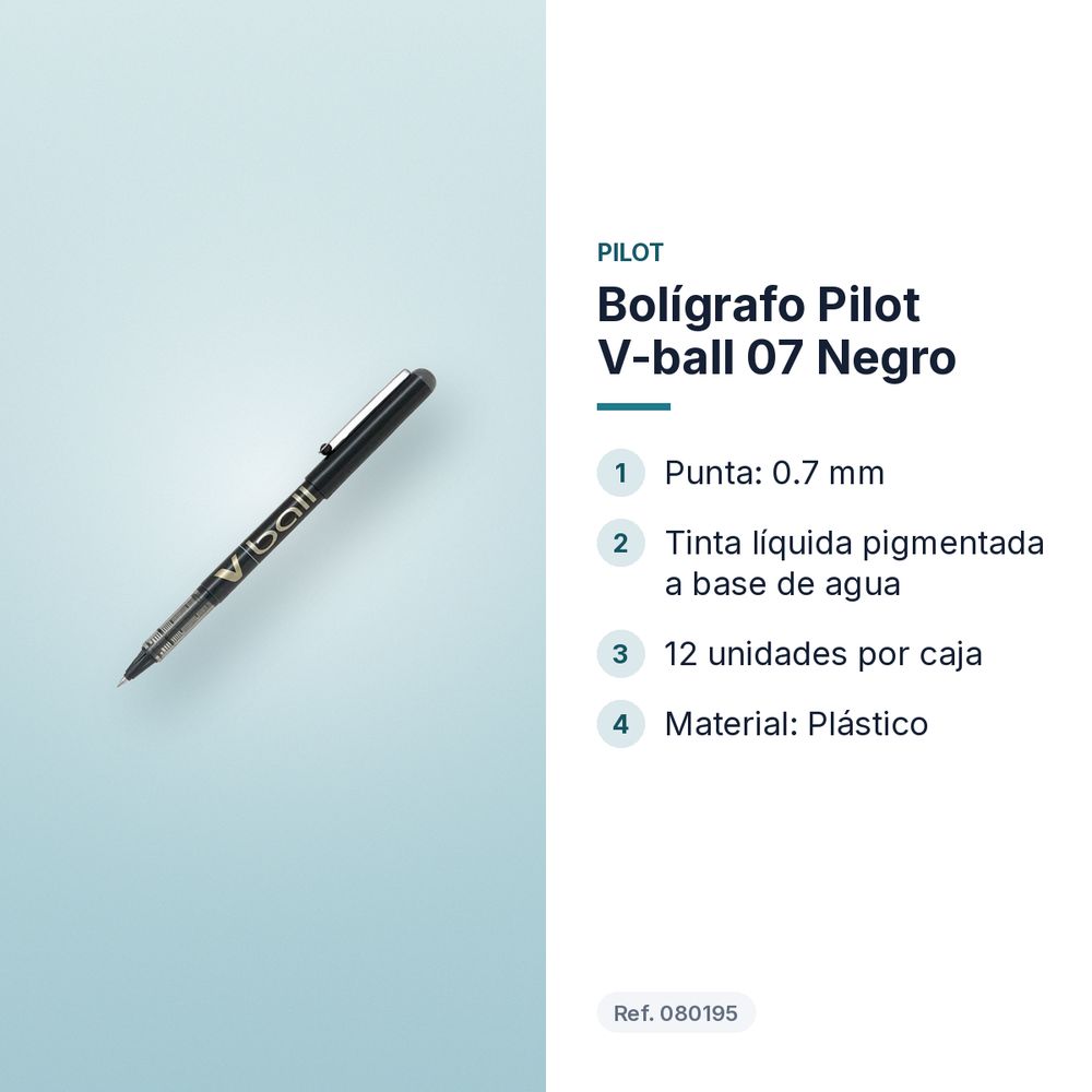 BOLÍGRAFO PILOT V-BALL 07 NEGRO - características principales
