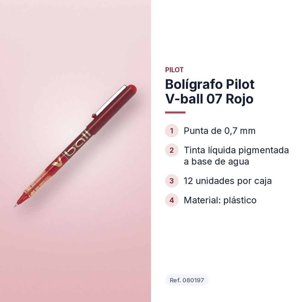 BOLÍGRAFO PILOT V-BALL 07 ROJO - características principales