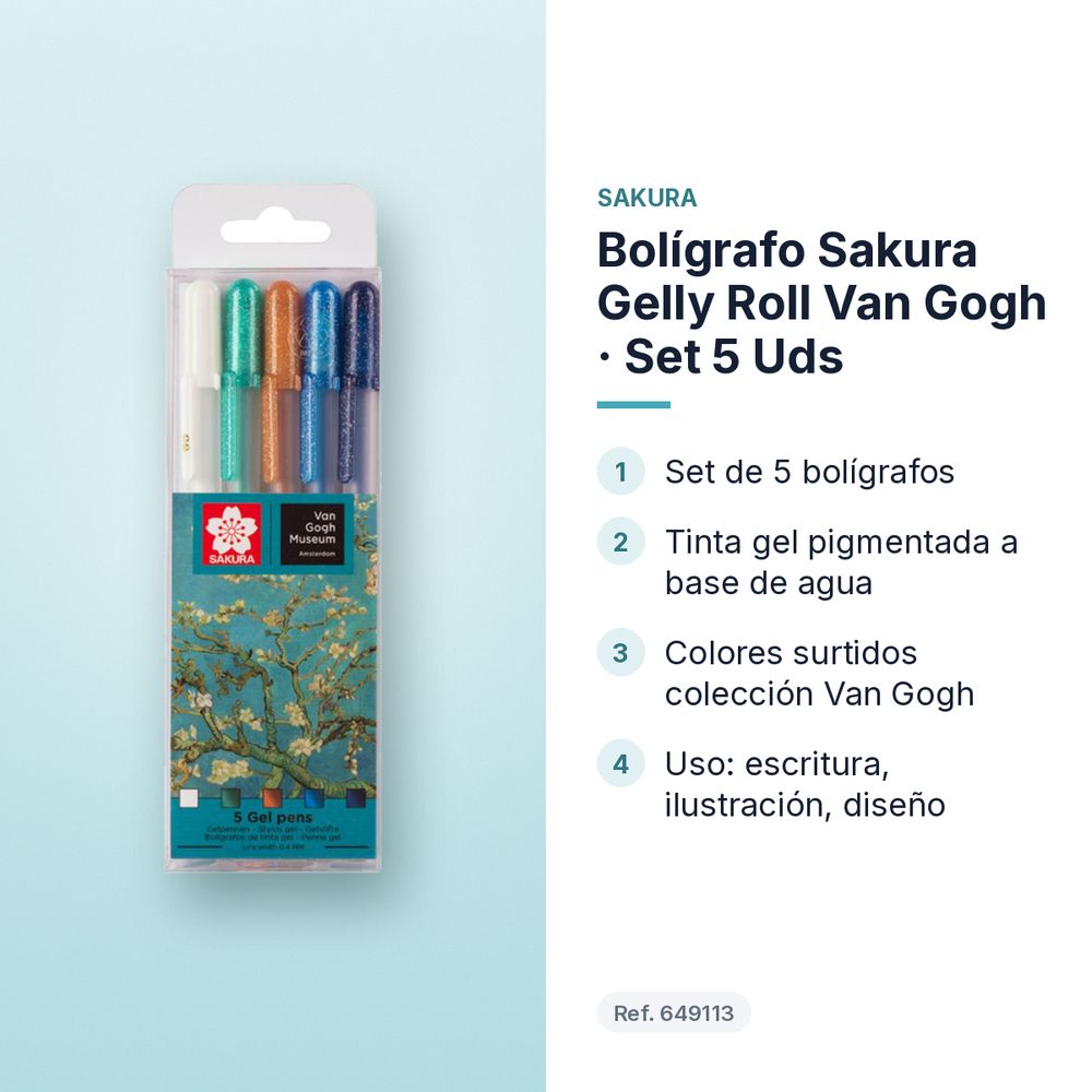 BOLÍGRAFO SAKURA GELLY ROLL VAN GOGH · SET 5 UDS  - características principales