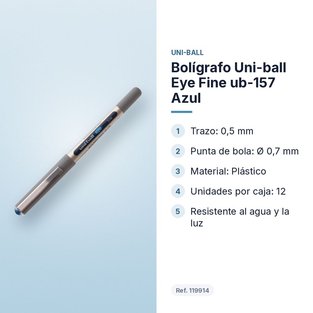 BOLÍGRAFO UNI-BALL EYE FINE UB-157 AZUL - características principales