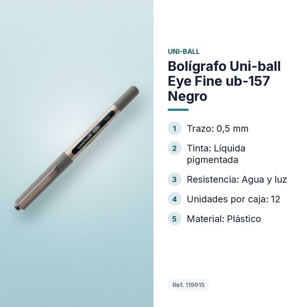 BOLÍGRAFO UNI-BALL EYE FINE UB-157 NEGRO - características principales