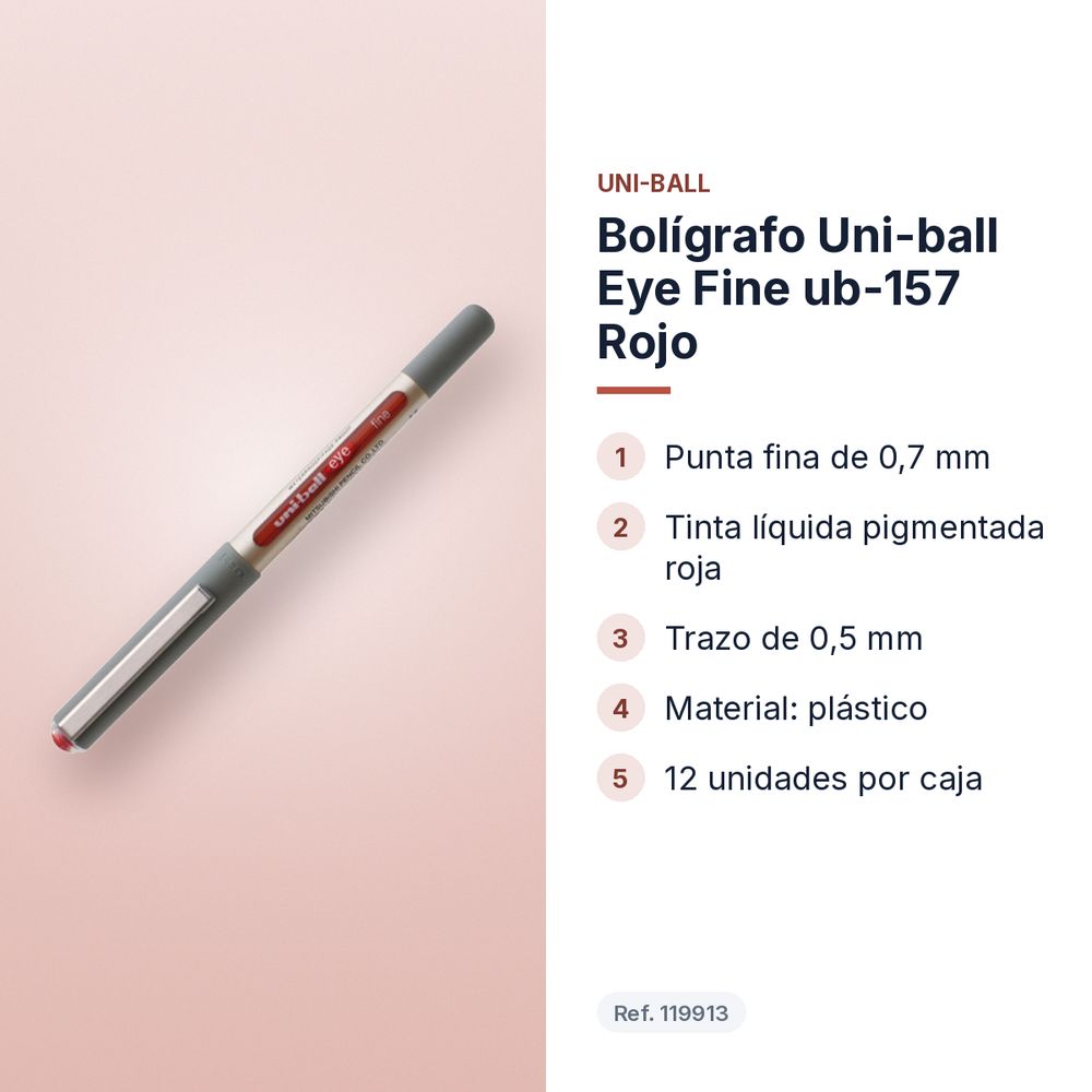 BOLÍGRAFO UNI-BALL EYE FINE UB-157 ROJO - características principales