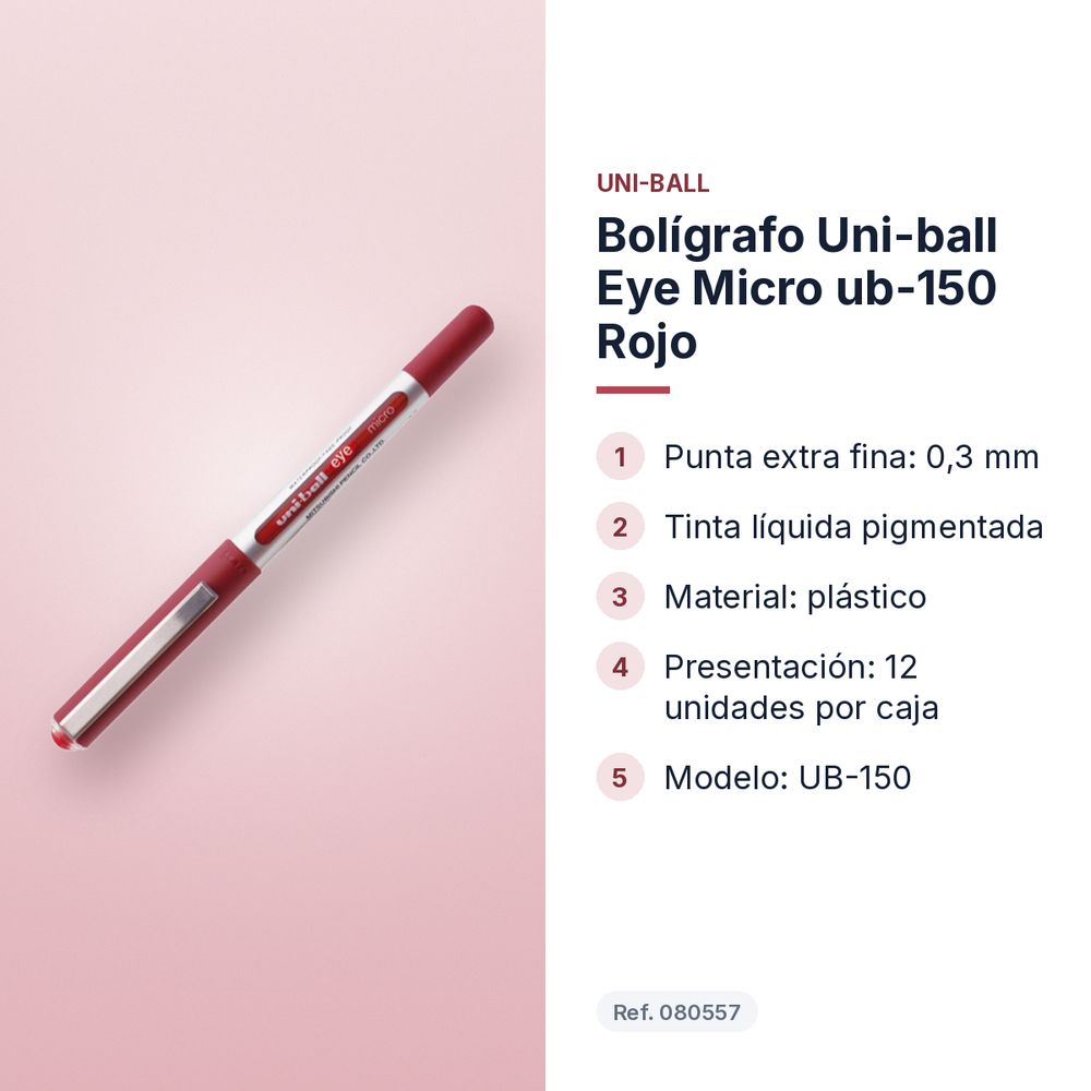 BOLÍGRAFO UNI-BALL EYE MICRO UB-150 ROJO - características principales