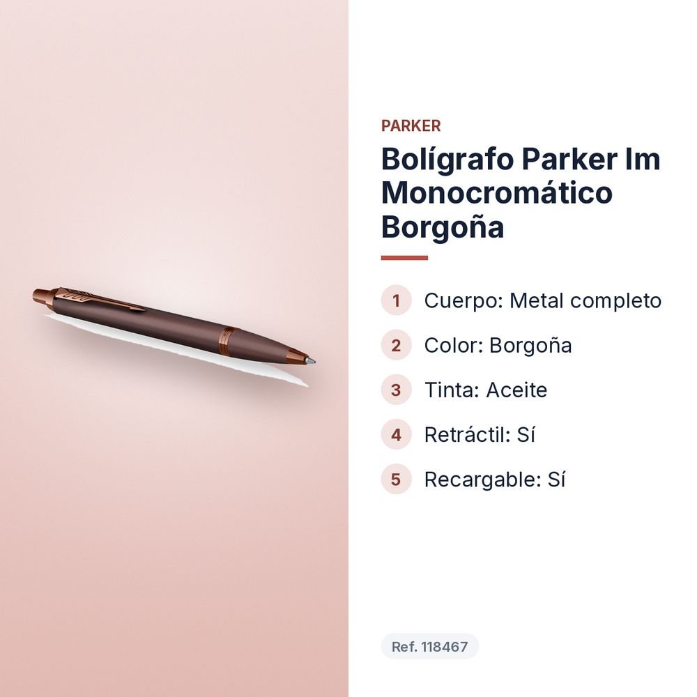 BOLÍGRAFO PARKER IM MONOCROMÁTICO BORGOÑA - características principales