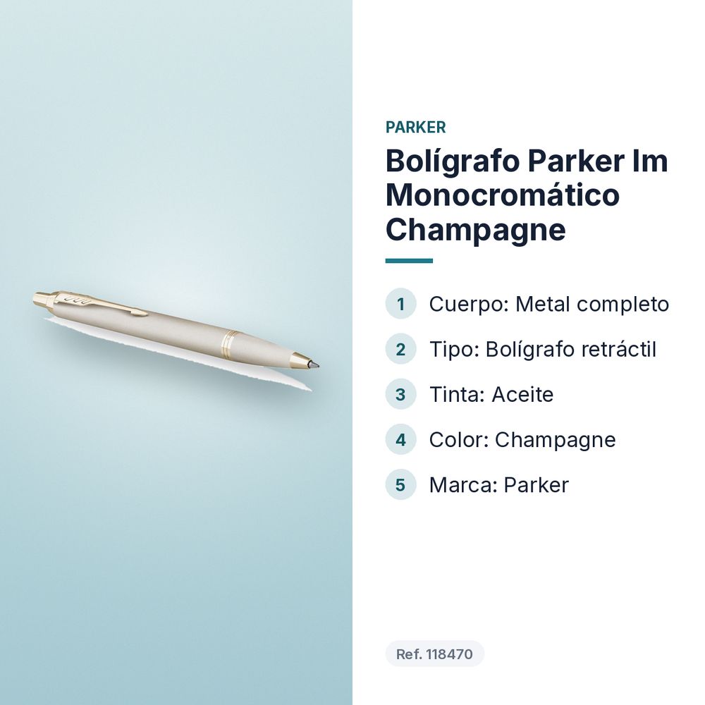 BOLÍGRAFO PARKER IM MONOCROMÁTICO CHAMPAGNE - características principales