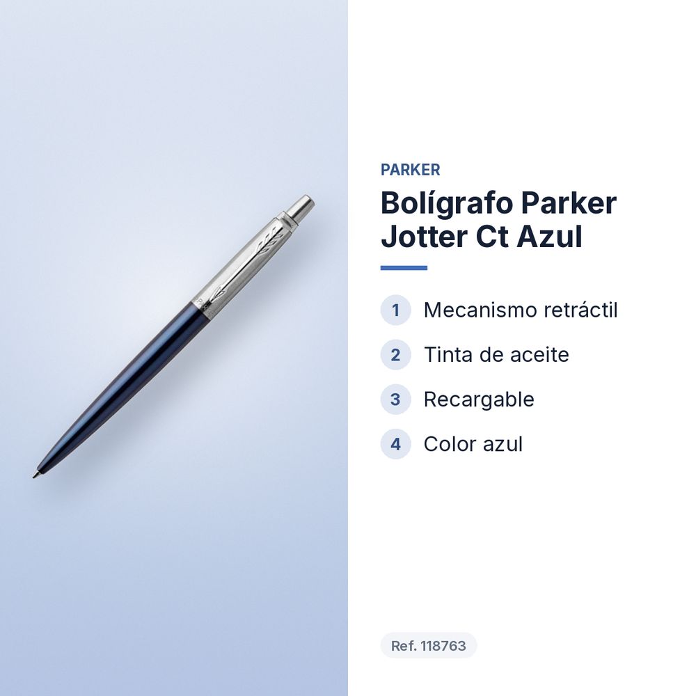 BOLÍGRAFO PARKER JOTTER CT AZUL - características principales