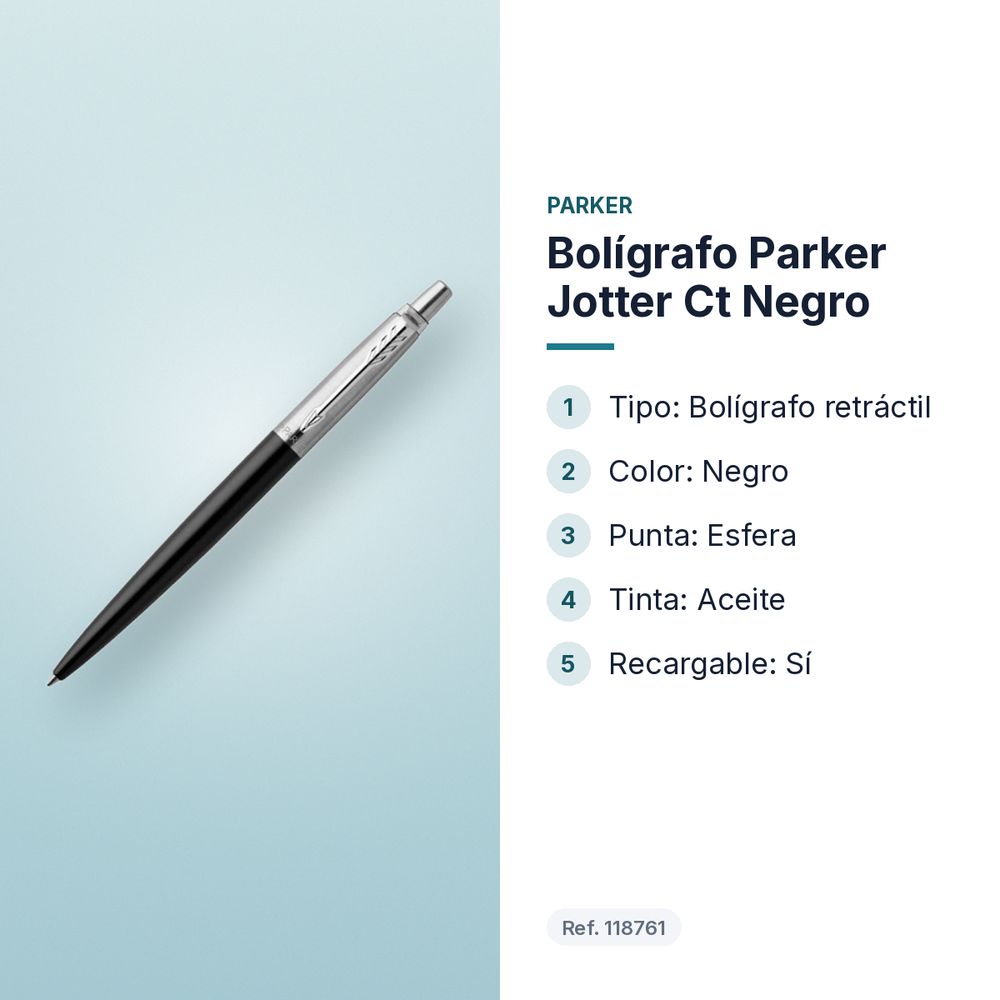 BOLÍGRAFO PARKER JOTTER CT NEGRO - características principales