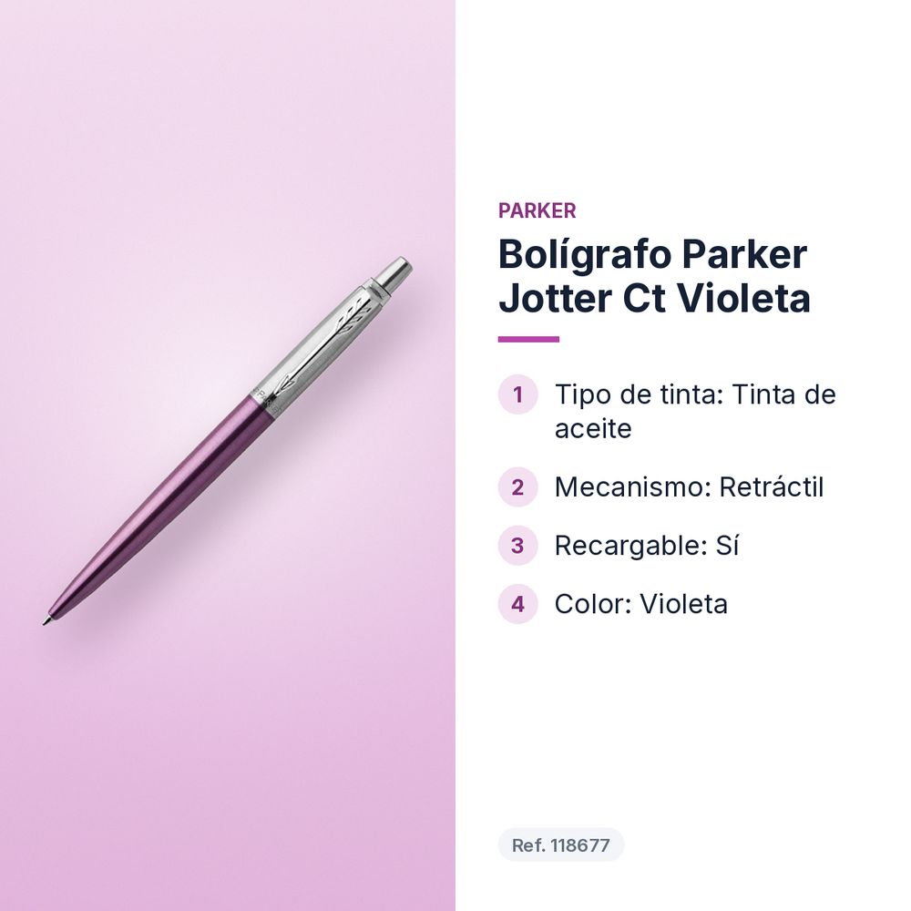BOLÍGRAFO PARKER JOTTER CT VIOLETA - características principales