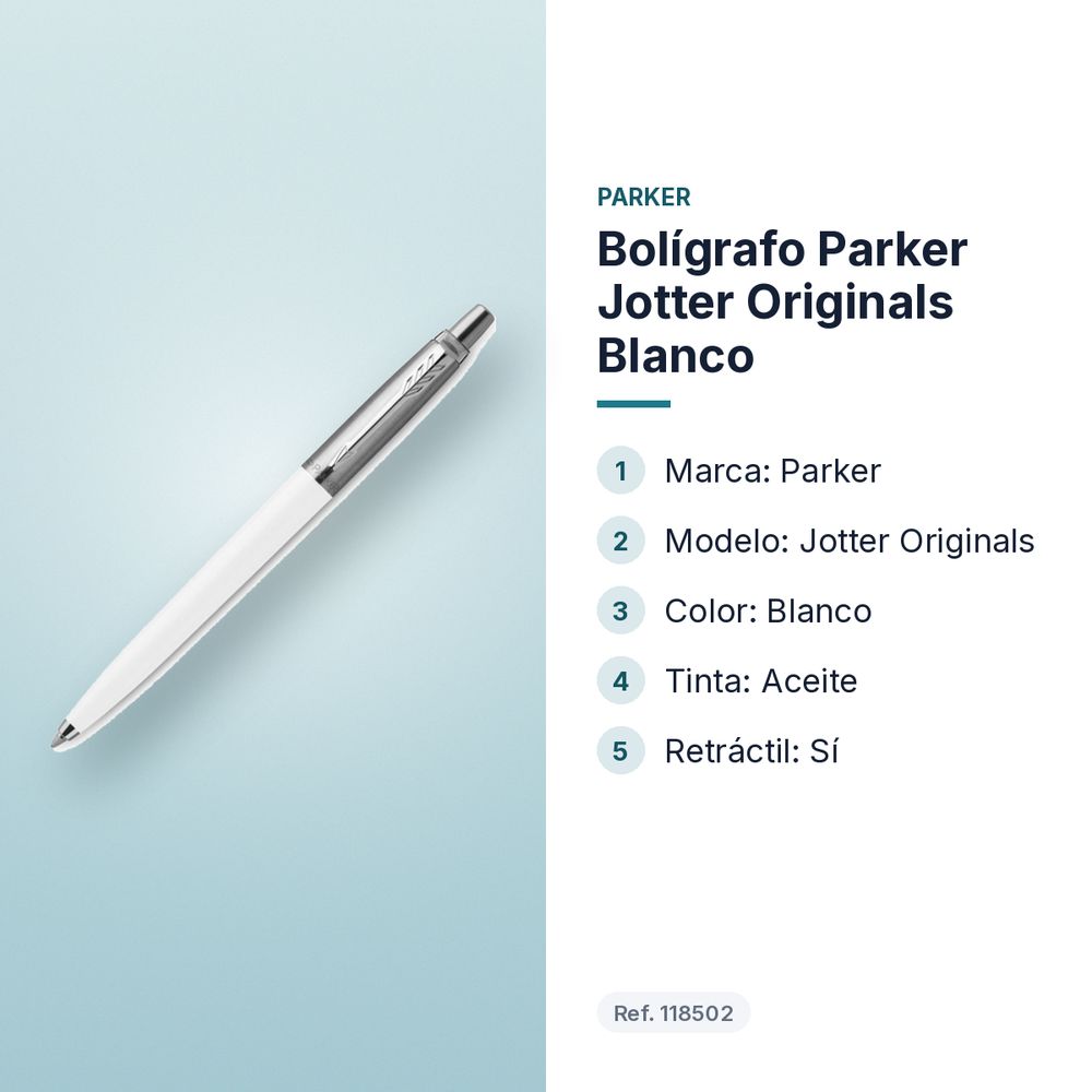 BOLÍGRAFO PARKER JOTTER ORIGINALS BLANCO - características principales