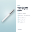 BOLÍGRAFO PARKER JOTTER ORIGINALS BLANCO - características principales