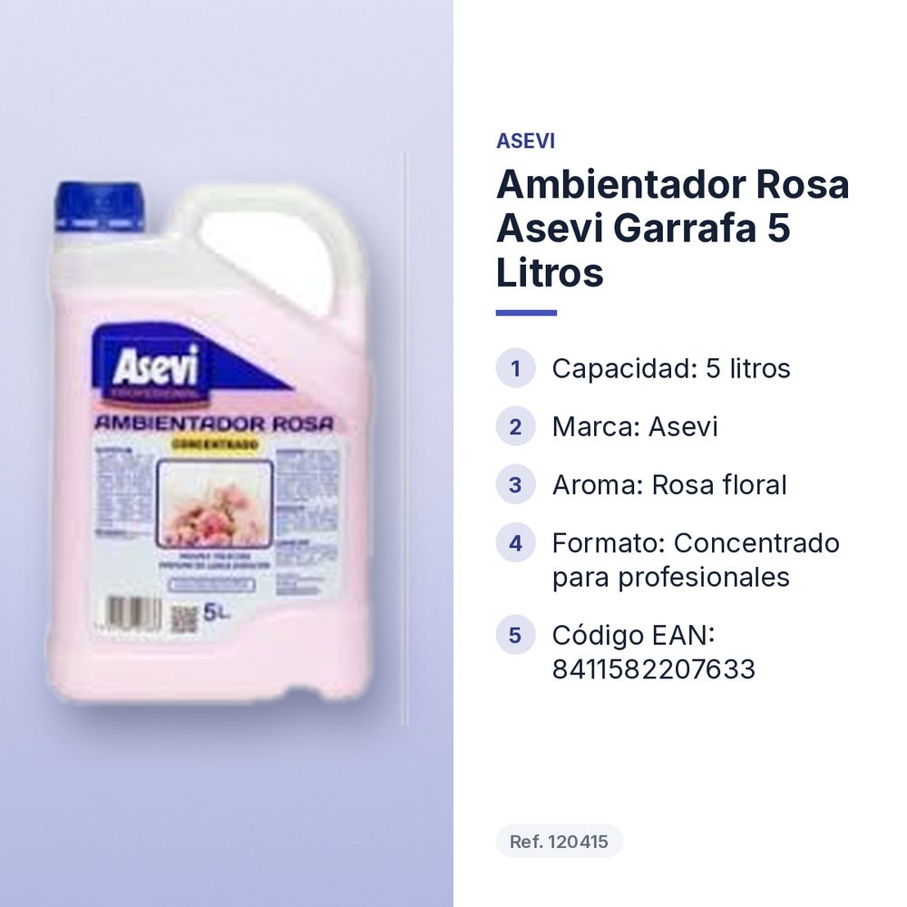 AMBIENTADOR ROSA ASEVI GARRAFA 5 LITROS - características principales