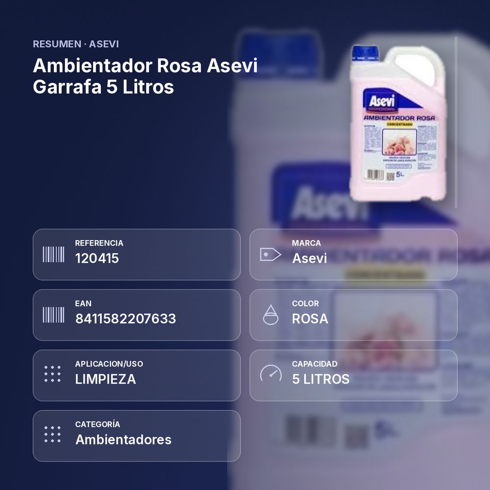 AMBIENTADOR ROSA ASEVI GARRAFA 5 LITROS - resumen de atributos