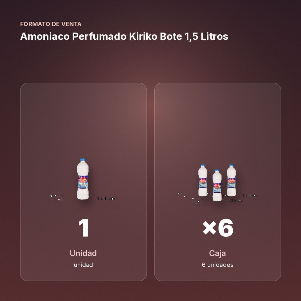 AMONIACO PERFUMADO KIRIKO BOTE 1,5 LITROS - formato de venta: caja de 6