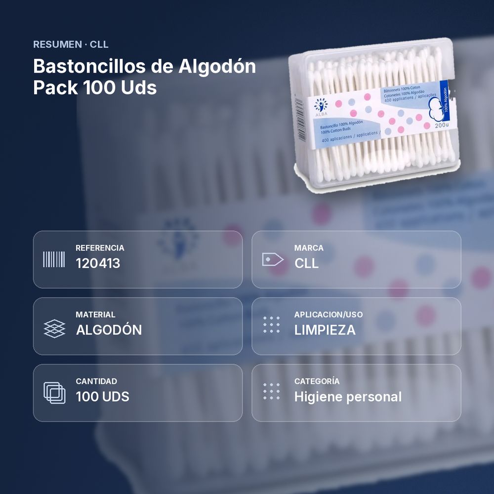 BASTONCILLOS DE ALGODÓN PACK 100 UDS - resumen de atributos