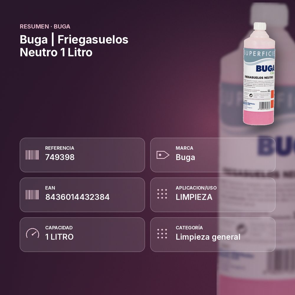 BUGA | FRIEGASUELOS NEUTRO 1 LITRO - resumen de atributos