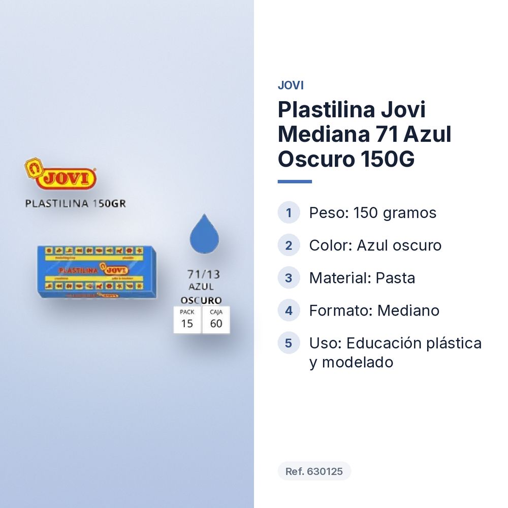PLASTILINA JOVI MEDIANA 71 AZUL OSCURO 150G - características principales
