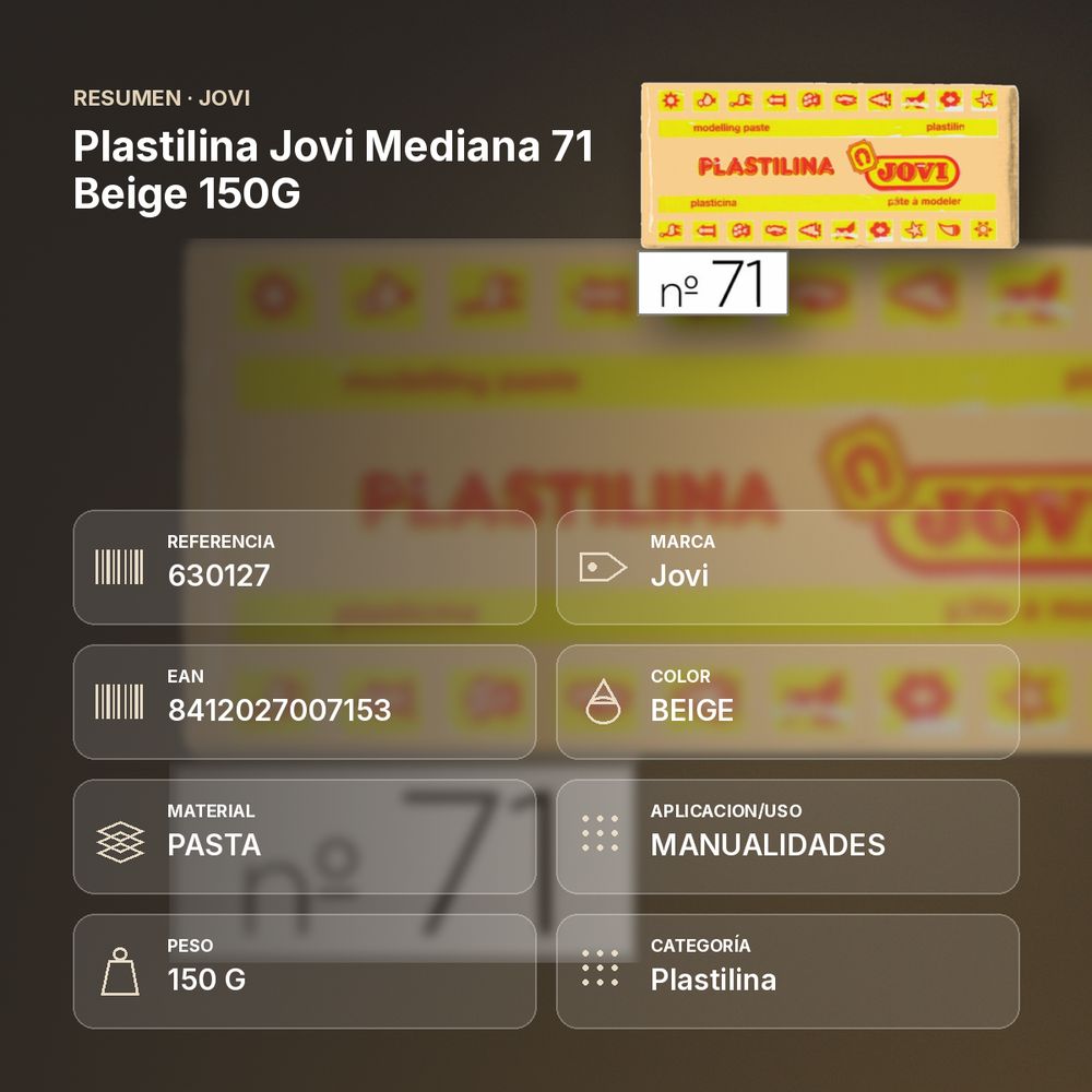 PLASTILINA JOVI MEDIANA 71 BEIGE 150G - resumen de atributos