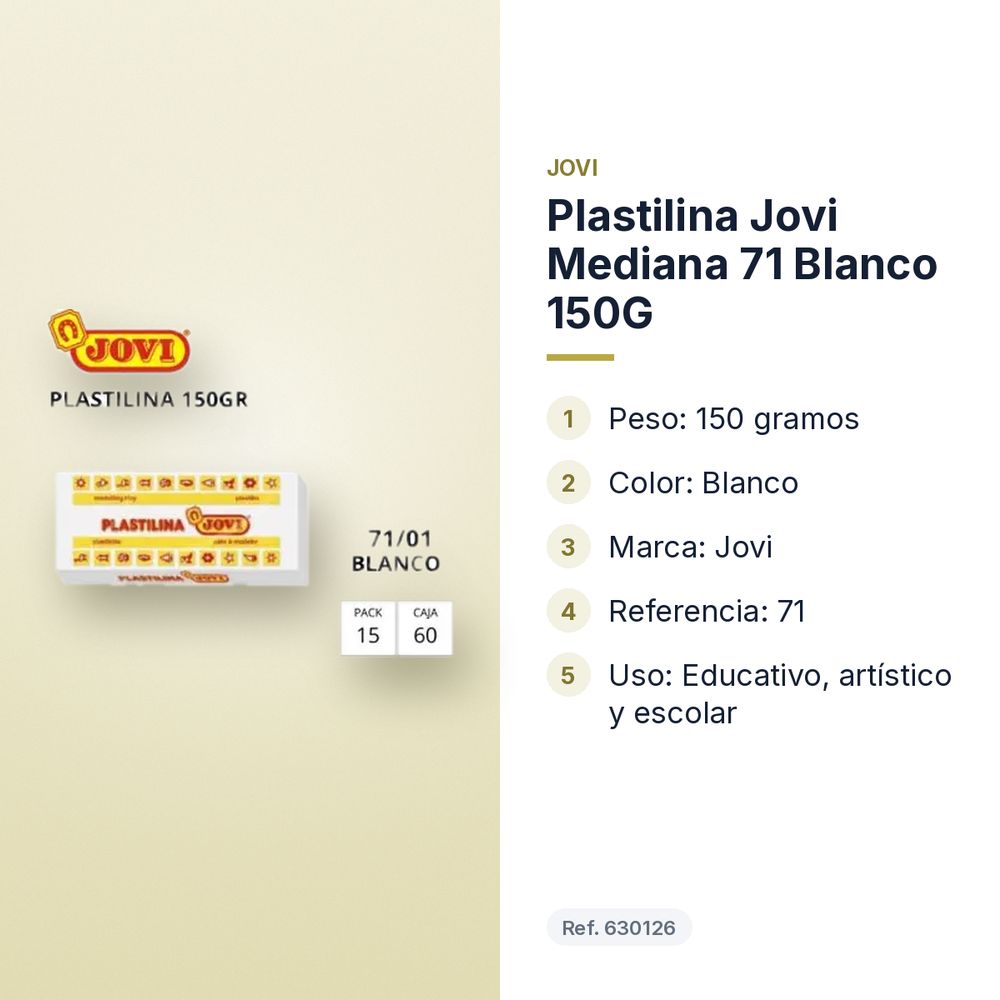 PLASTILINA JOVI MEDIANA 71 BLANCO 150G - características principales