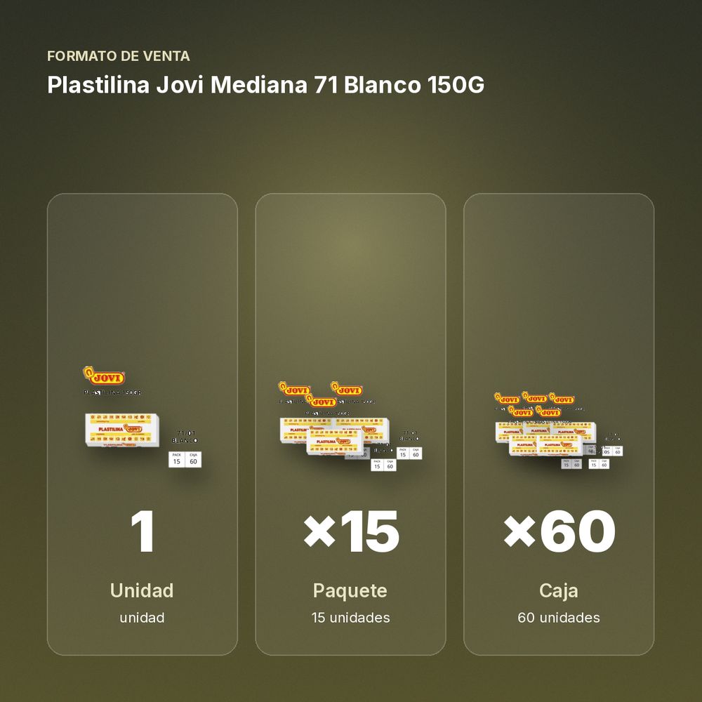 PLASTILINA JOVI MEDIANA 71 BLANCO 150G - formato de venta: paquete de 15, caja de 60