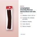 LIMPIAPIPAS CHENILLA MARRON 4MMX30CM 50 UDS - características principales