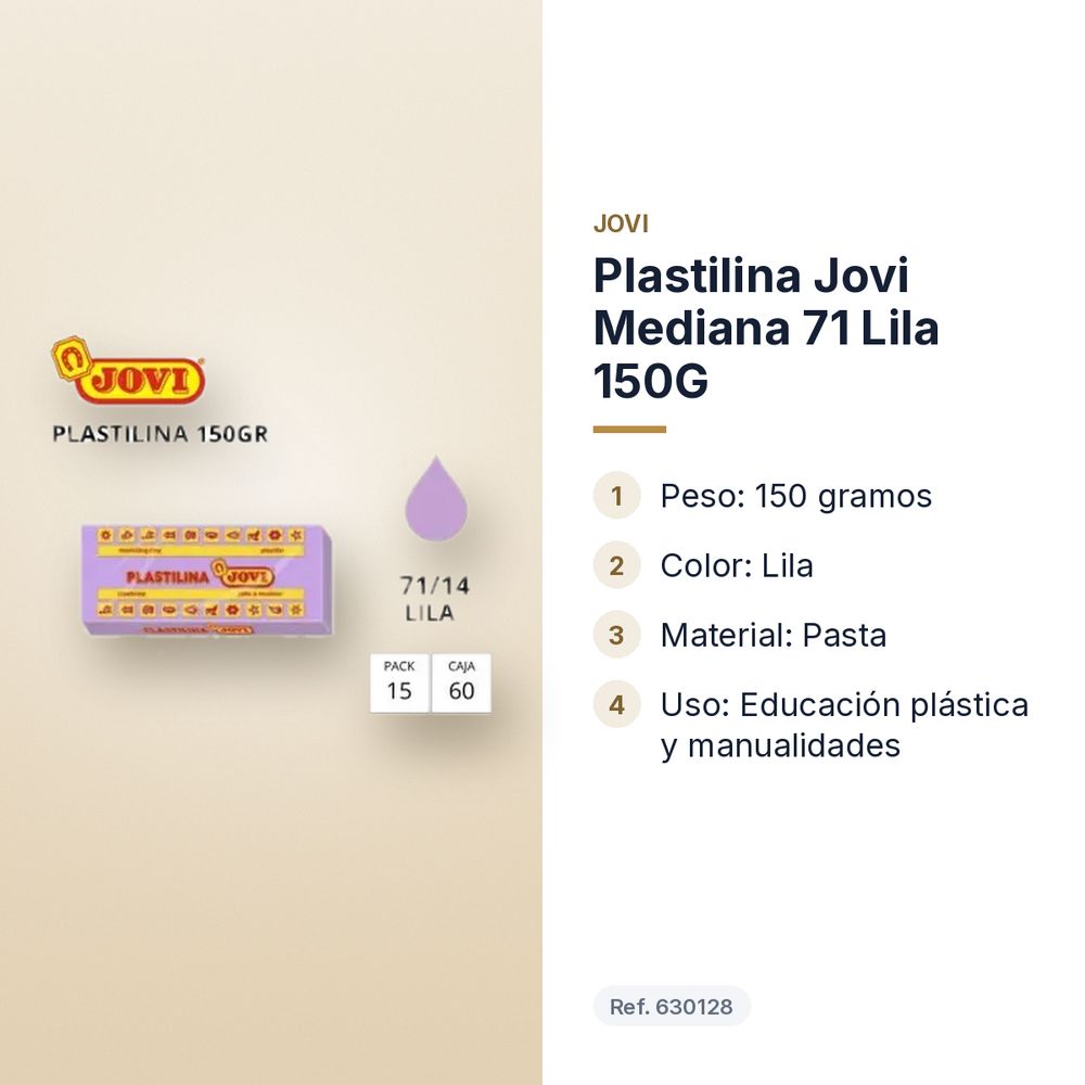 PLASTILINA JOVI MEDIANA 71 LILA 150G - características principales