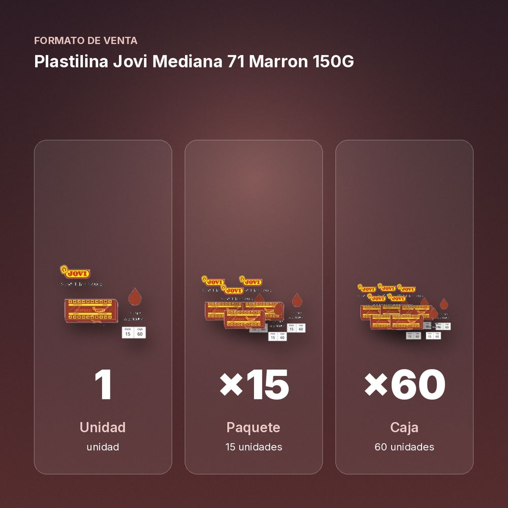 PLASTILINA JOVI MEDIANA 71 MARRON 150G - formato de venta: paquete de 15, caja de 60