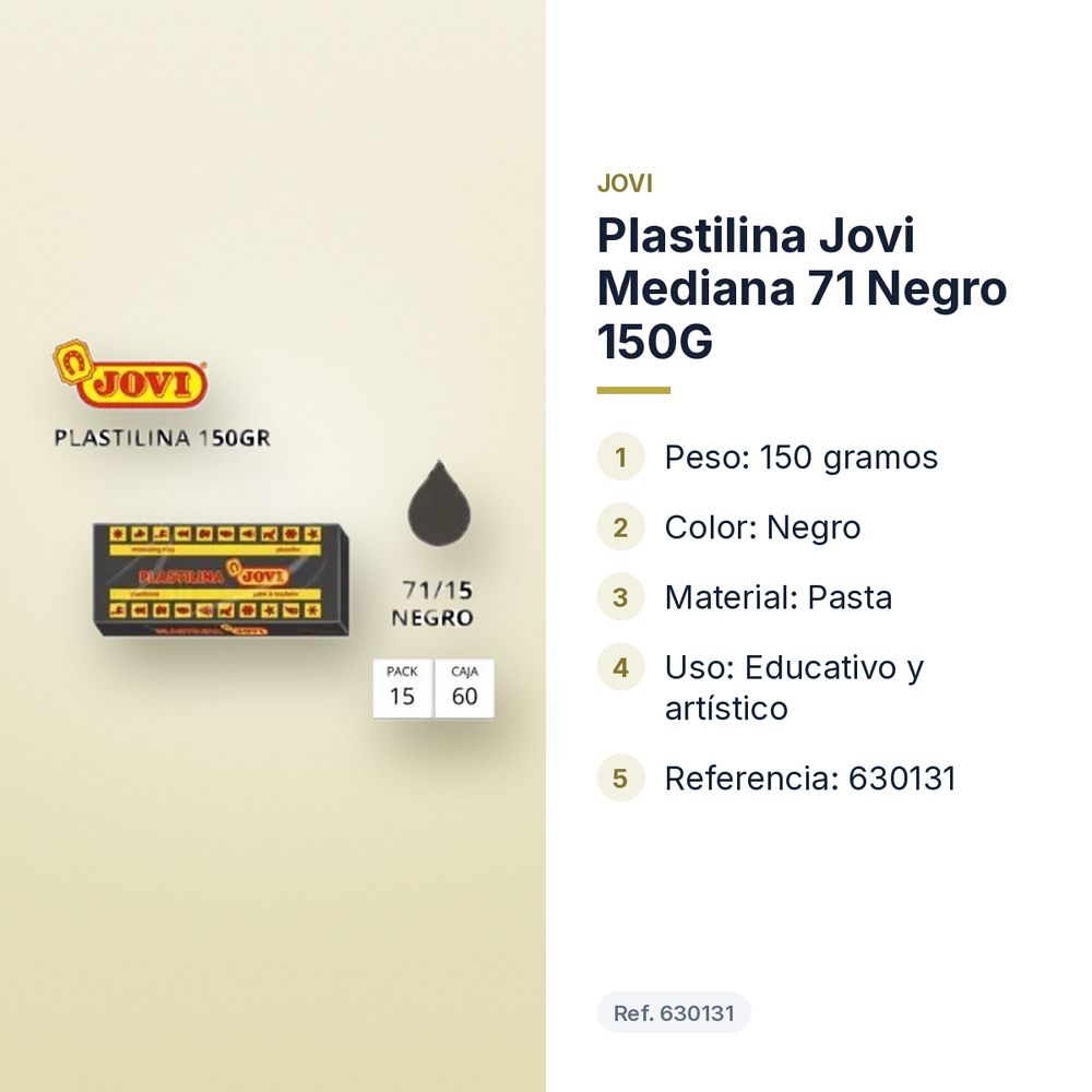PLASTILINA JOVI MEDIANA 71 NEGRO 150G - características principales