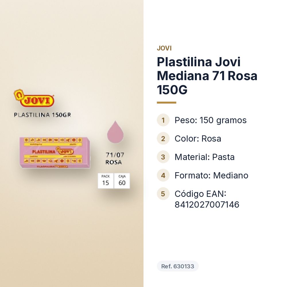 PLASTILINA JOVI MEDIANA 71 ROSA 150G - características principales