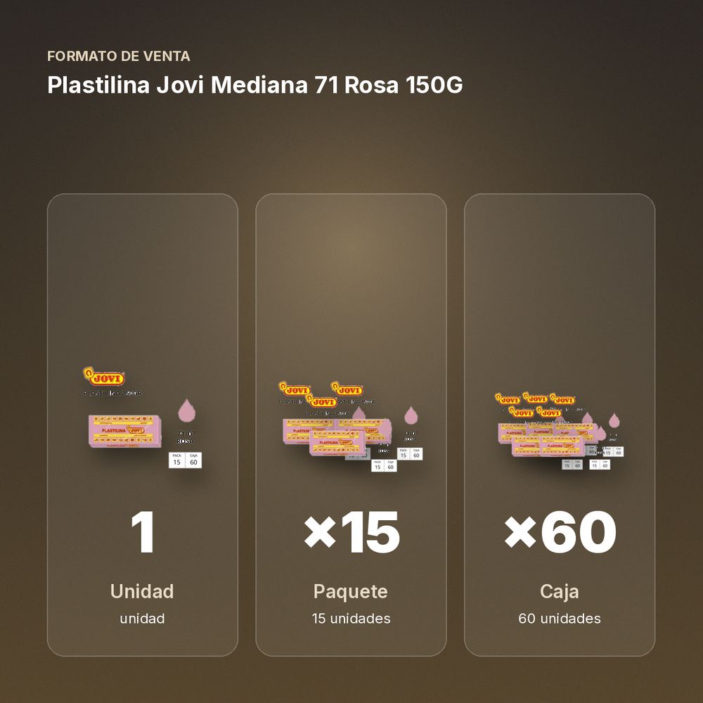 PLASTILINA JOVI MEDIANA 71 ROSA 150G - formato de venta: paquete de 15, caja de 60