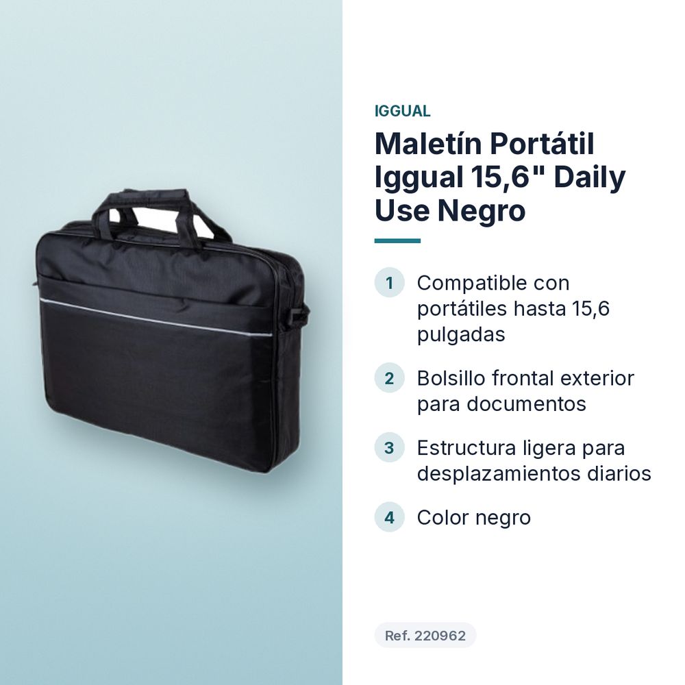 MALETÍN PORTÁTIL IGGUAL 15,6" DAILY USE NEGRO - características principales