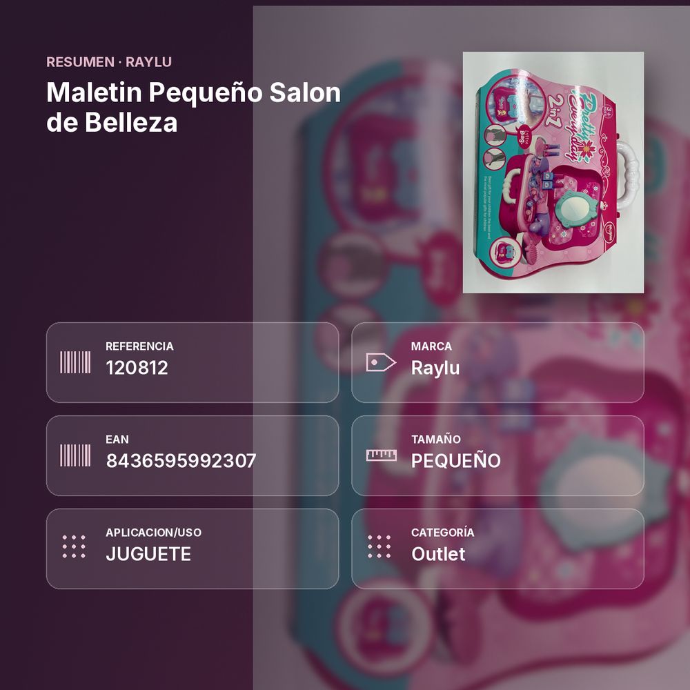 MALETIN PEQUEÑO SALON DE BELLEZA - resumen de atributos
