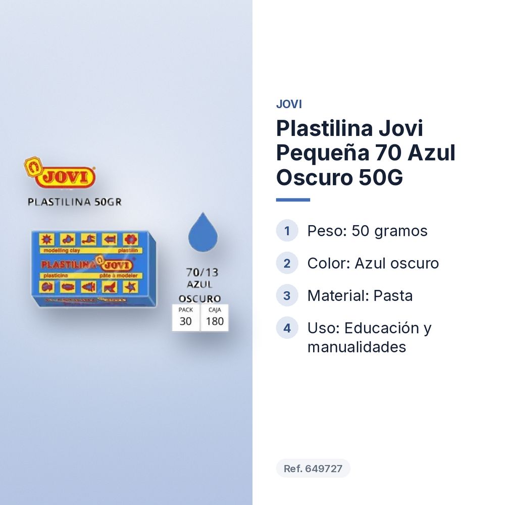 PLASTILINA JOVI PEQUEÑA 70 AZUL OSCURO 50G - características principales