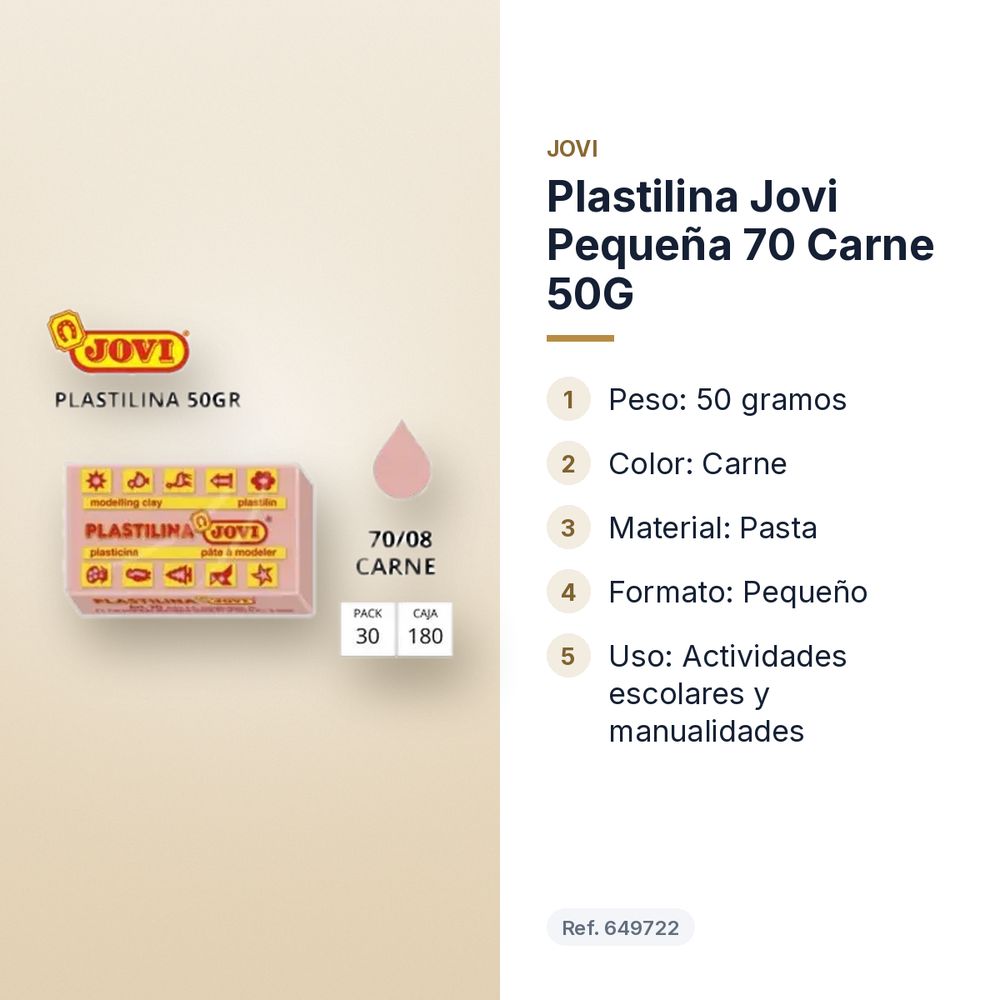 PLASTILINA JOVI PEQUEÑA 70 CARNE 50G - características principales