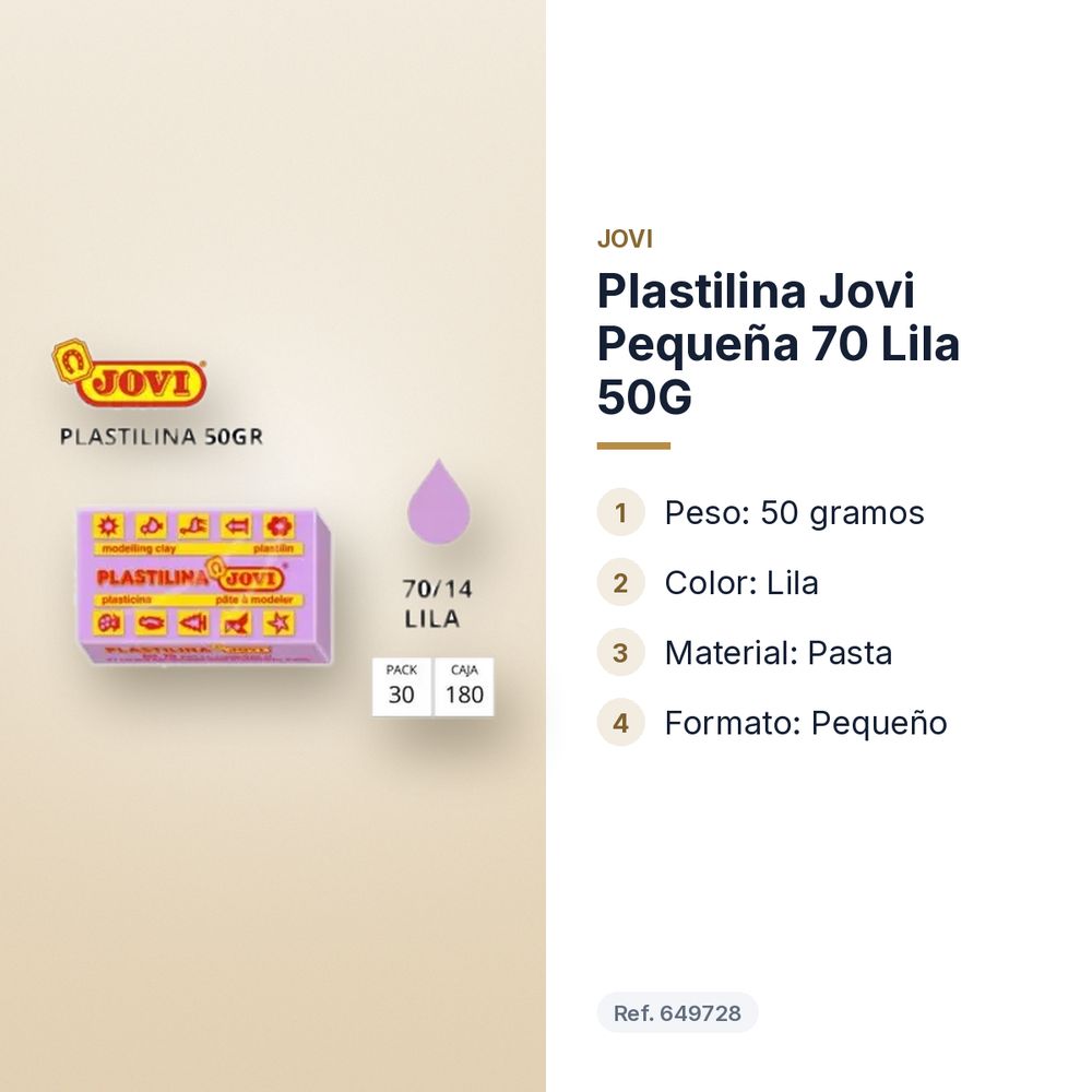 PLASTILINA JOVI PEQUEÑA 70 LILA 50G - características principales