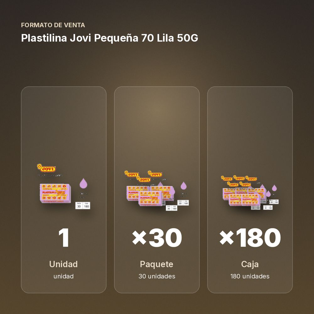 PLASTILINA JOVI PEQUEÑA 70 LILA 50G - formato de venta: paquete de 30, caja de 180