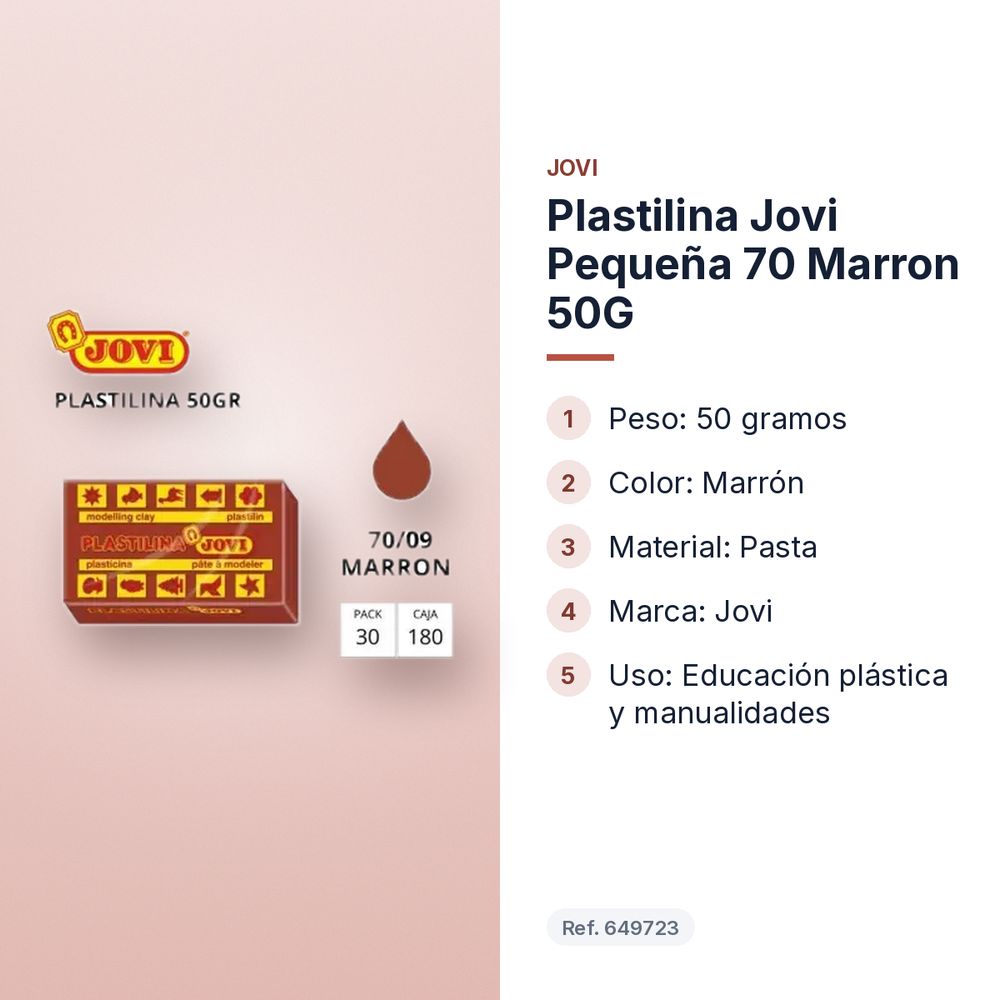 PLASTILINA JOVI PEQUEÑA 70 MARRON 50G - características principales