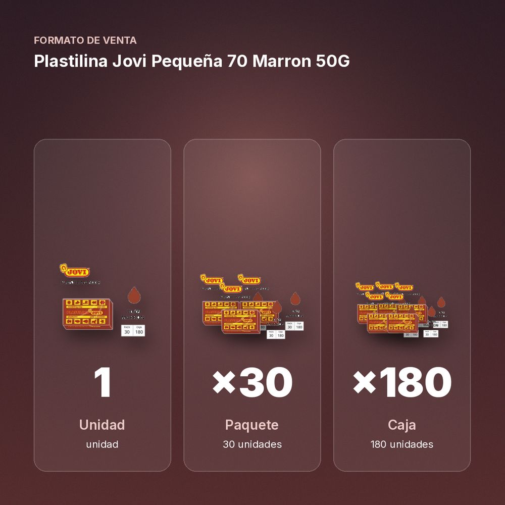 PLASTILINA JOVI PEQUEÑA 70 MARRON 50G - formato de venta: paquete de 30, caja de 180