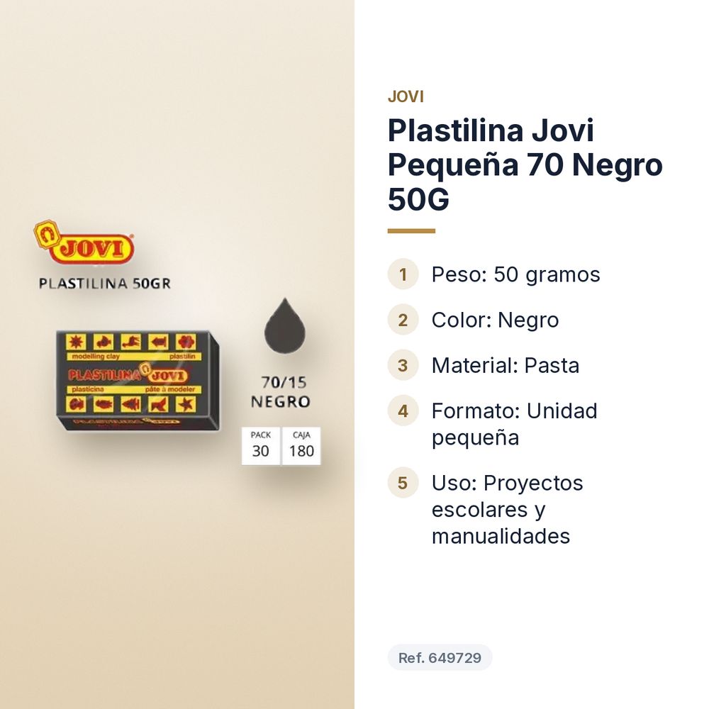 PLASTILINA JOVI PEQUEÑA 70 NEGRO 50G - características principales
