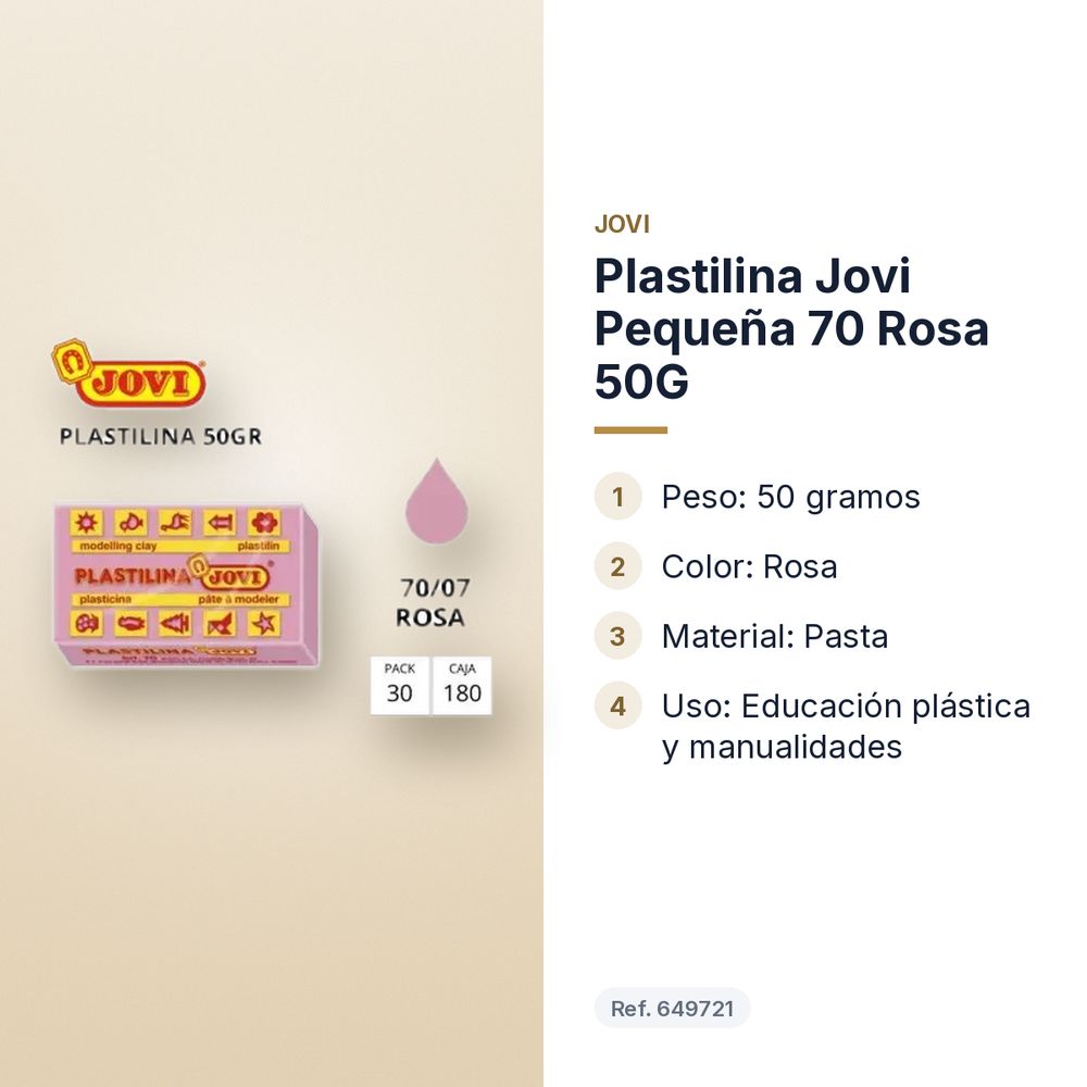 PLASTILINA JOVI PEQUEÑA 70 ROSA 50G - características principales