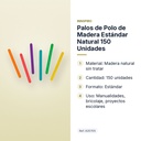 PALOS DE POLO DE MADERA ESTÁNDAR NATURAL 150 UNIDADES - características principales