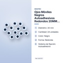 OJOS MÓVILES NEGROS AUTOADHESIVOS REDONDOS 20MM 24 UNIDADES - características principales