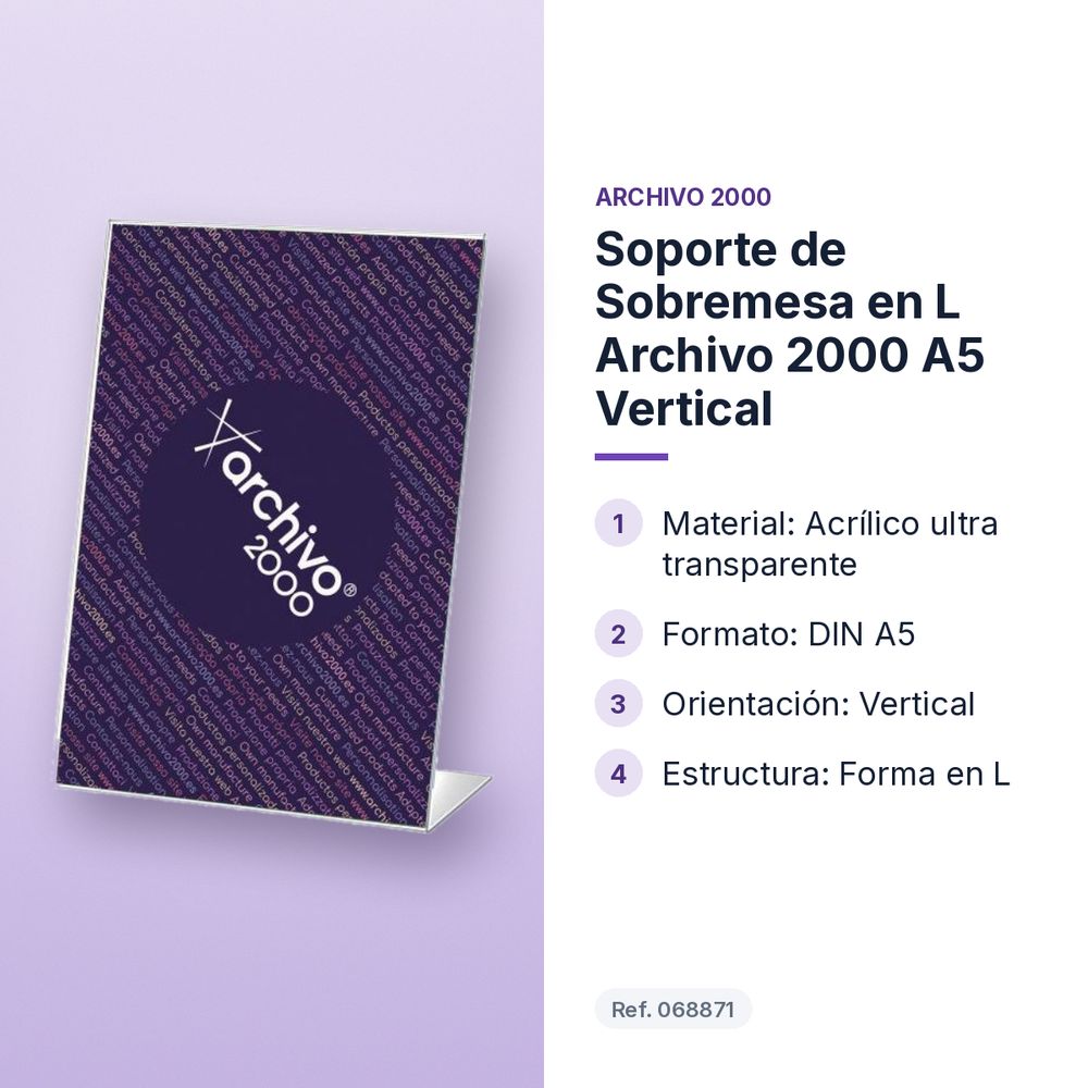 SOPORTE DE SOBREMESA EN L ARCHIVO 2000 A5 VERTICAL - características principales