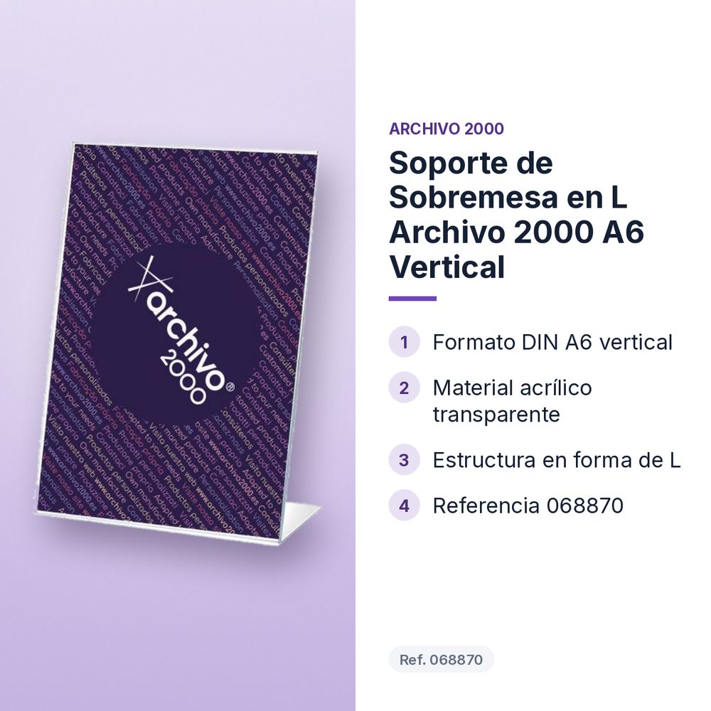SOPORTE DE SOBREMESA EN L ARCHIVO 2000 A6 VERTICAL - características principales