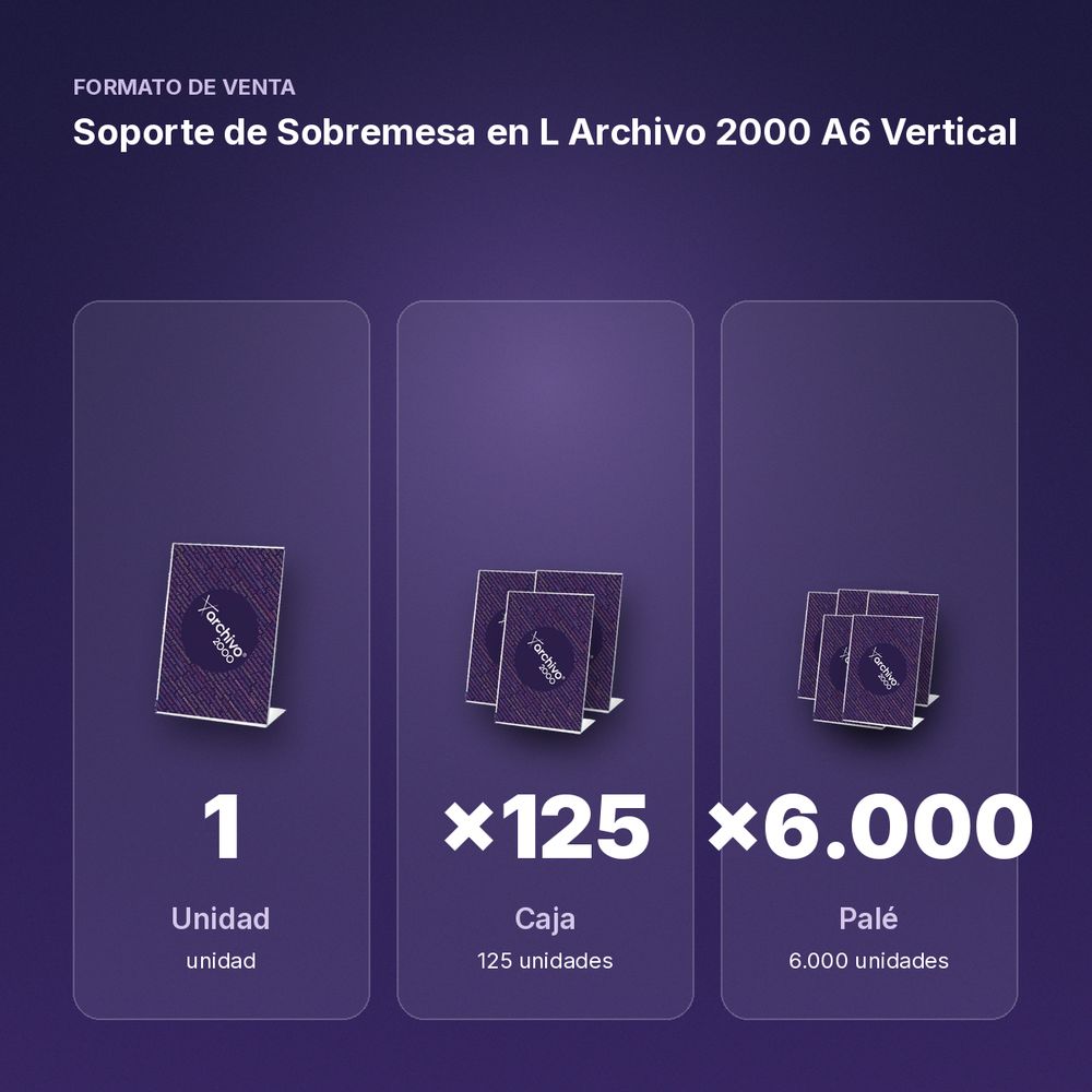 SOPORTE DE SOBREMESA EN L ARCHIVO 2000 A6 VERTICAL - formato de venta: caja de 125, palé de 6000
